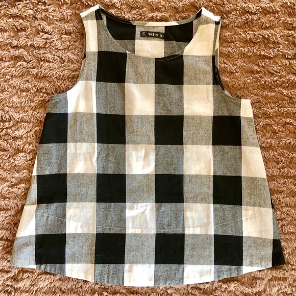 SHEIN Tops - SHEIN Black & White checked sleeveless top size S